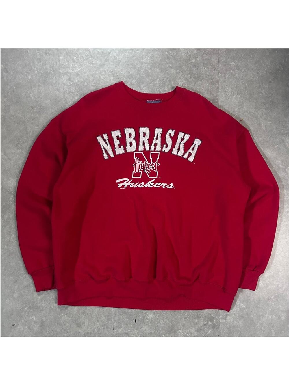 90's Vintage Nebraska Cornhuskers Embroidered Red Crewneck -XXL